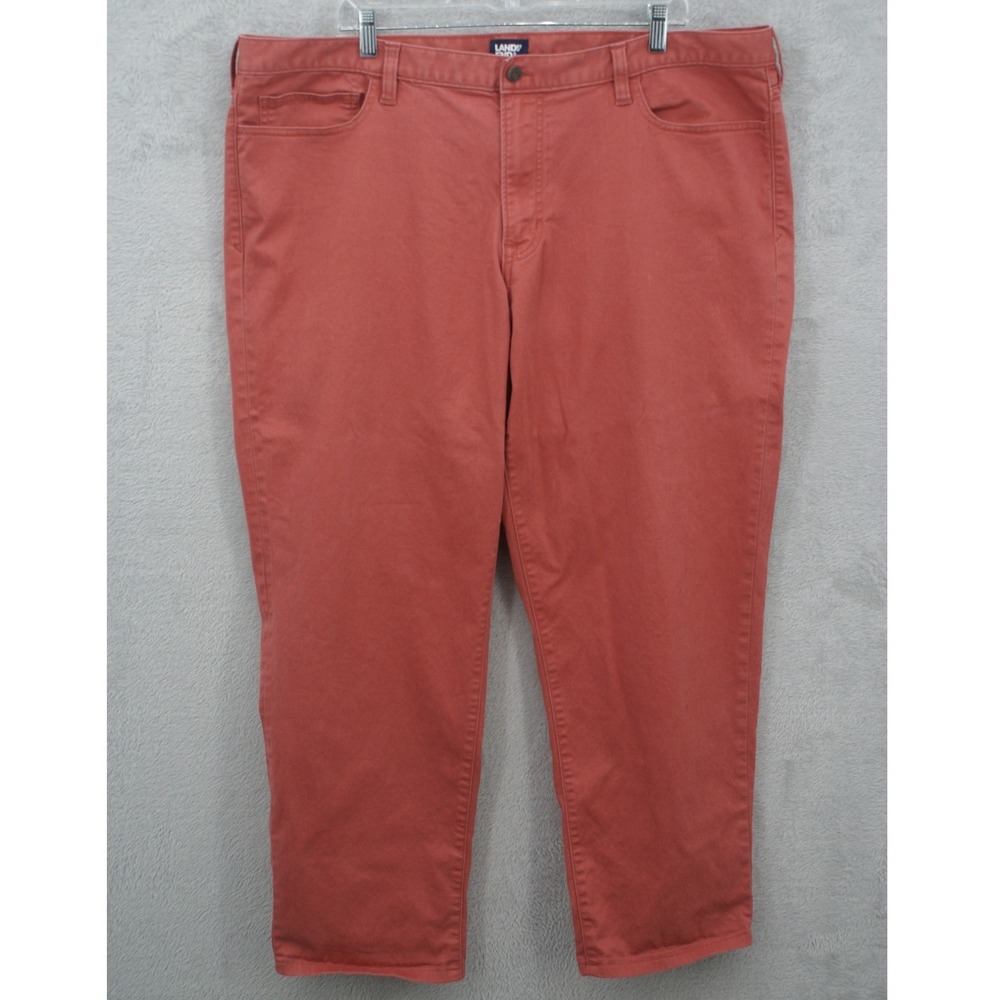 Lands End Traditional Fit Chino Pants Mens 44 Coral Pink Cotton Blend 536150